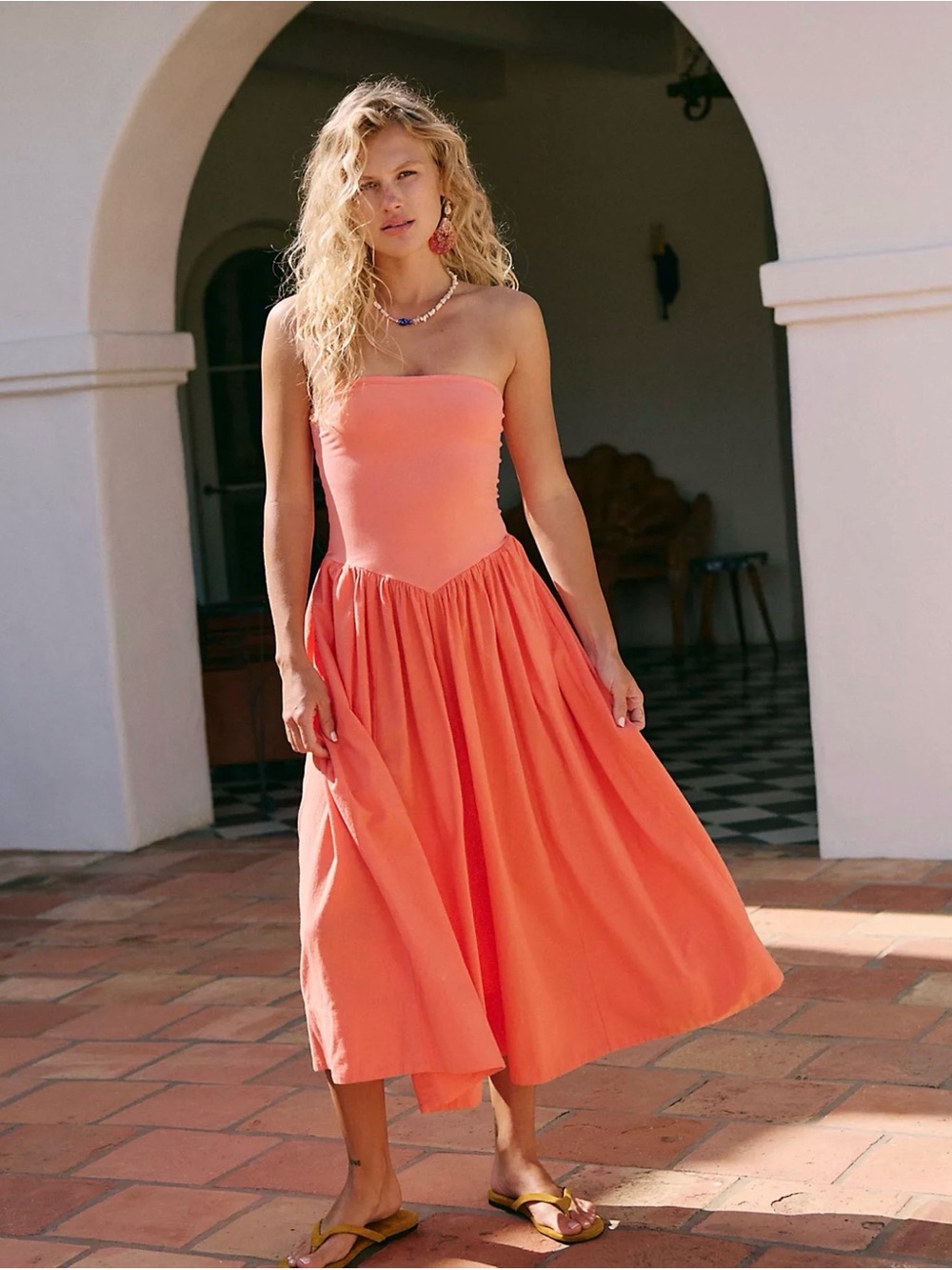 Free People Onda Drop-Waist Tube Midi Dress